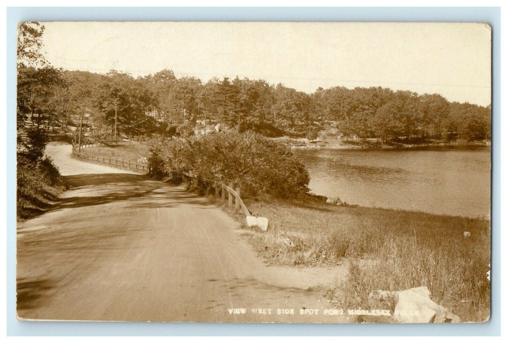 1918 View West Side Spot Pond Middlesex Massachusetts MA RPPC Photo Postcard