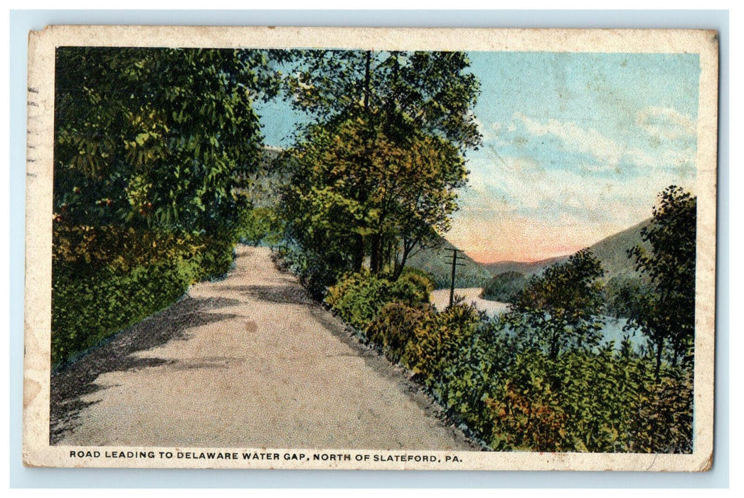 1927 Road To Delaware Water Gap, North of Slateford Pennsylvania PA Postcard