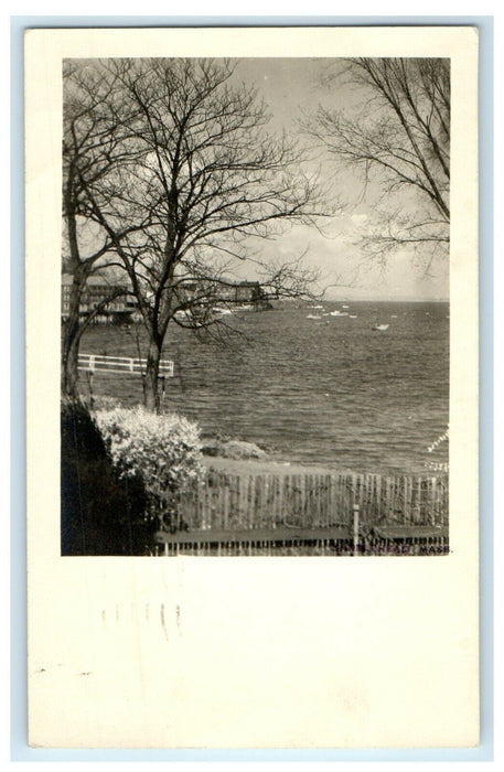 1949 View Of Coastline Boats Marblehead Massachusetts MA RPPC Photo Postcard