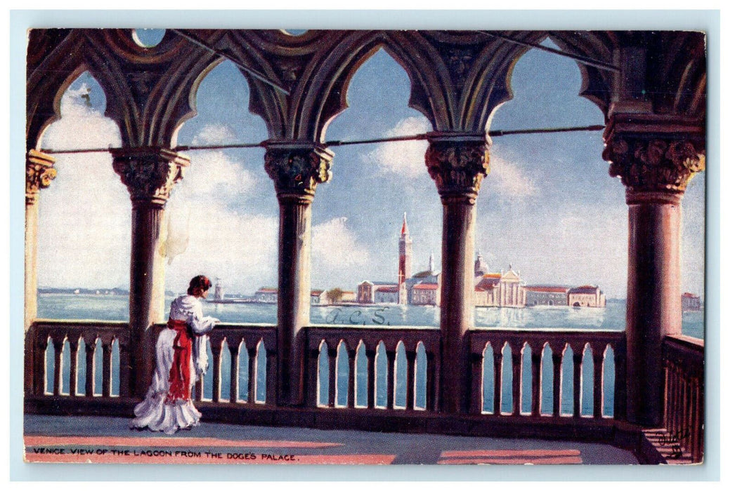 1909 Venice, View of the Lagoon from Doge's Place Oilette Tuck Postcard