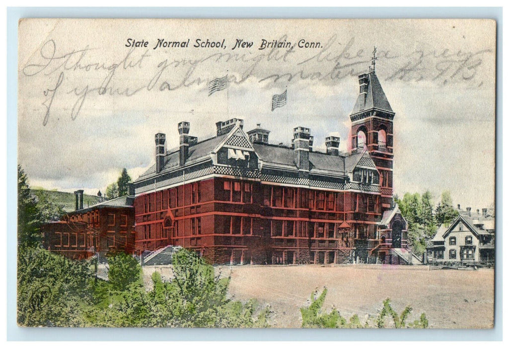 1907 State Normal School, New Britain Connecticut CT Antique Posted Postcard