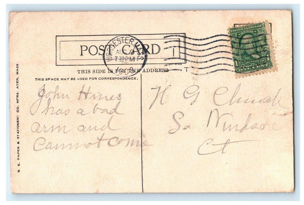 1908 Central Mass Railroad Bridge, Clinton, Massachusetts MA Posted Postcard