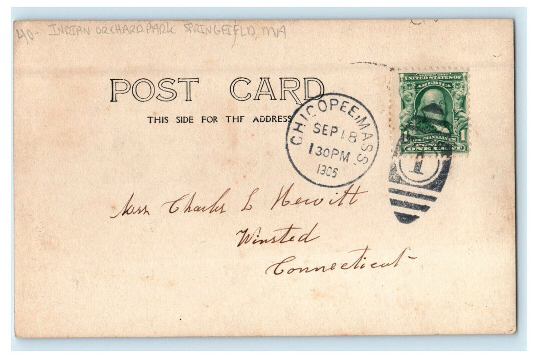1905 Indian Orchard Park Springfield Massachusetts MA RPPC Photo Postcard
