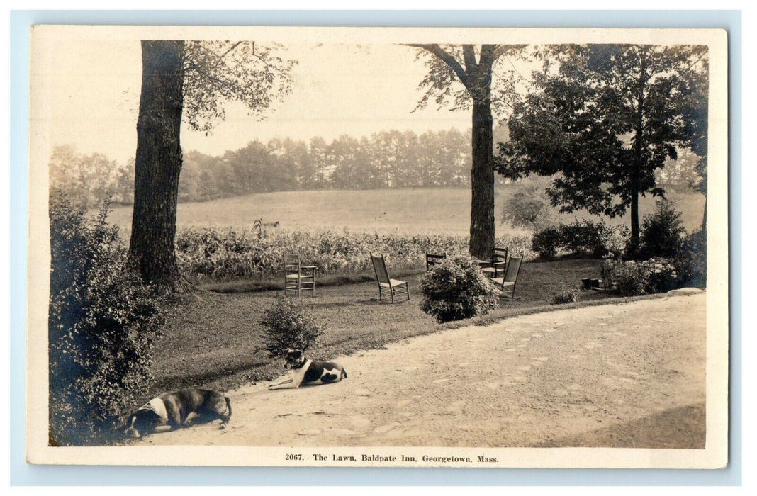 c1910 The Lawn Baldpate Inn Dogs Georgetown Massachusetts MA RPPC Photo Postcard