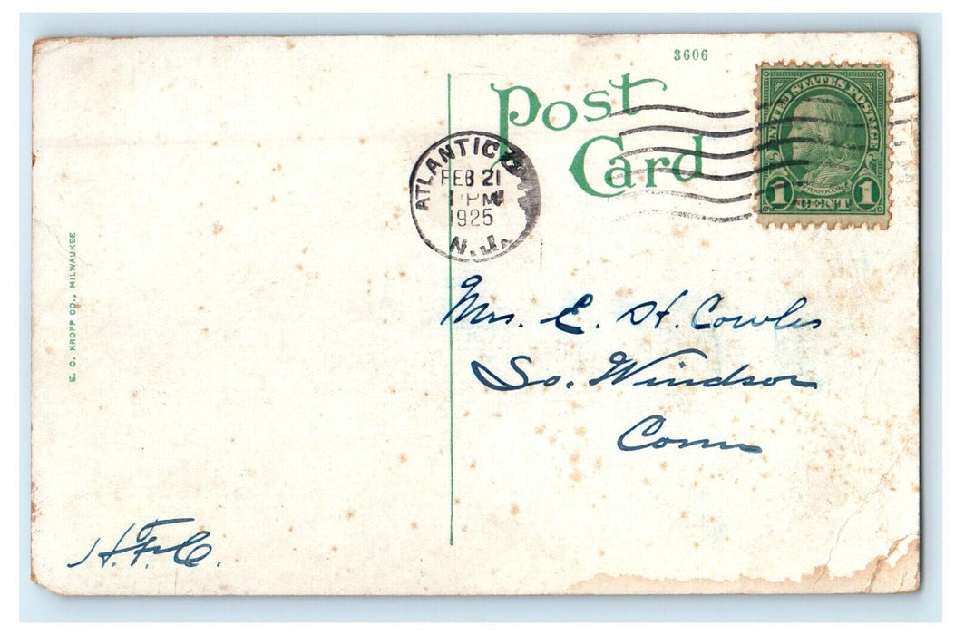 1925 Sun Parlor, Craig Hall, South Illinois Avenue Atlantic NJ Postcard