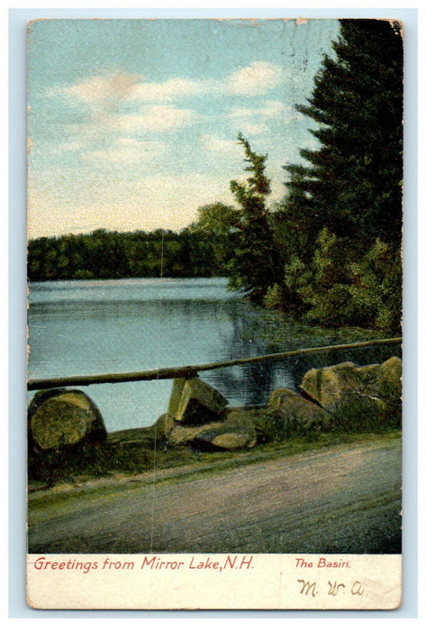 1906 Greetings from Mirror Lake New Hampshire NH Antique Posted Postcard
