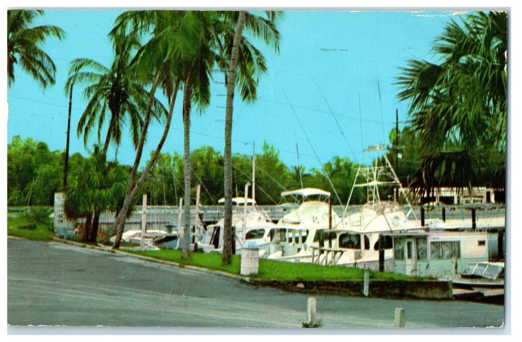1973 A Picturesque Marina in Tropical Stuart Florida FL Cancel Postcard