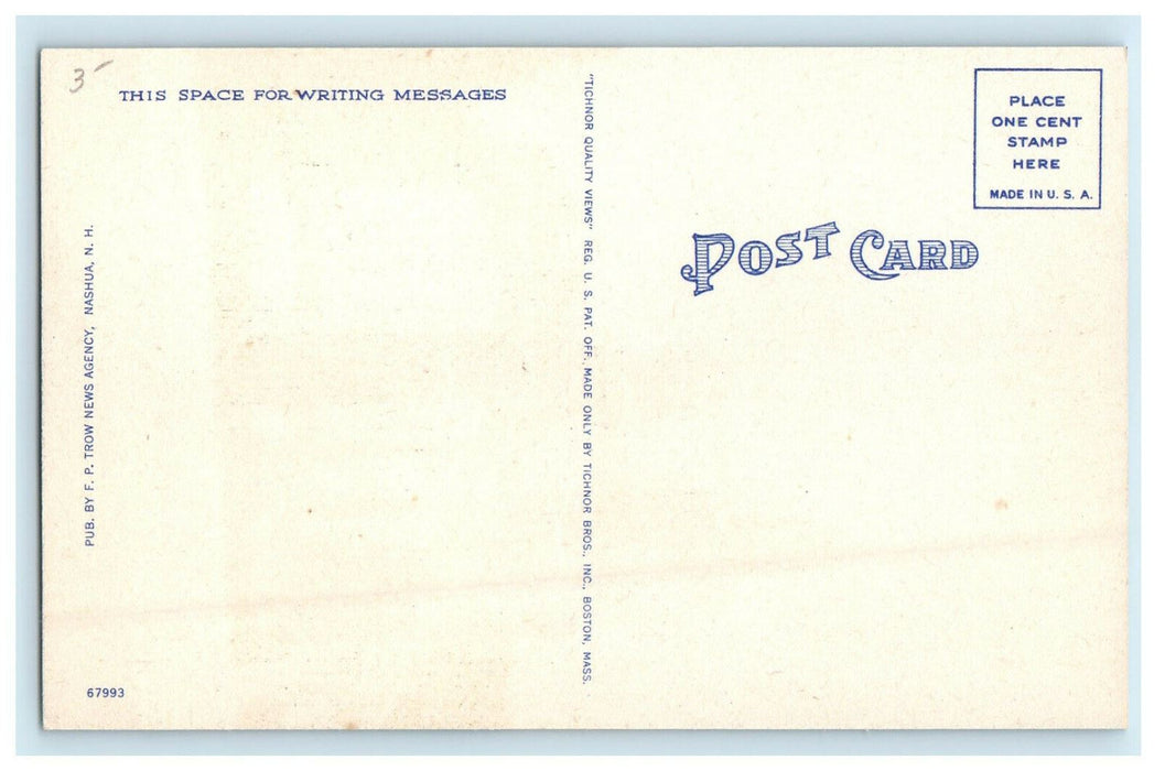 c1930s View of Public Library, Nashua New Hampshire NH Unposted Postcard