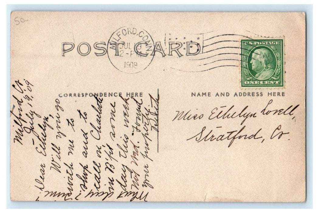 1909 Central School Waterfront Milford Connecticut CT RPPC Photo Postcard
