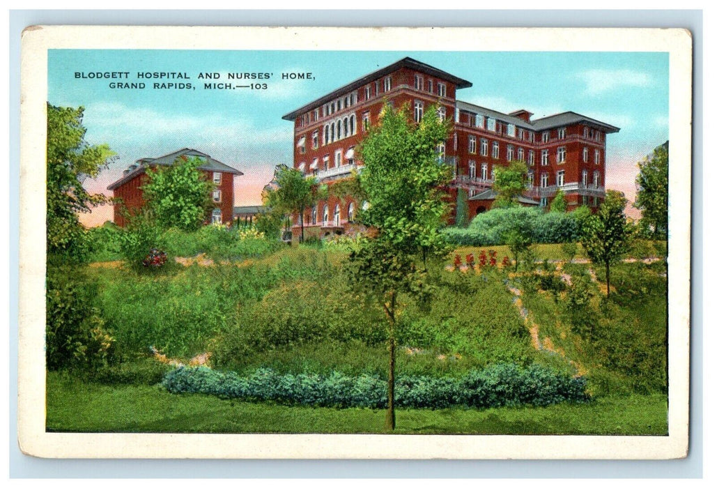 c1930's Blodgett Hospital And Nurse's Home Grand Rapids Michigan MI Postcard