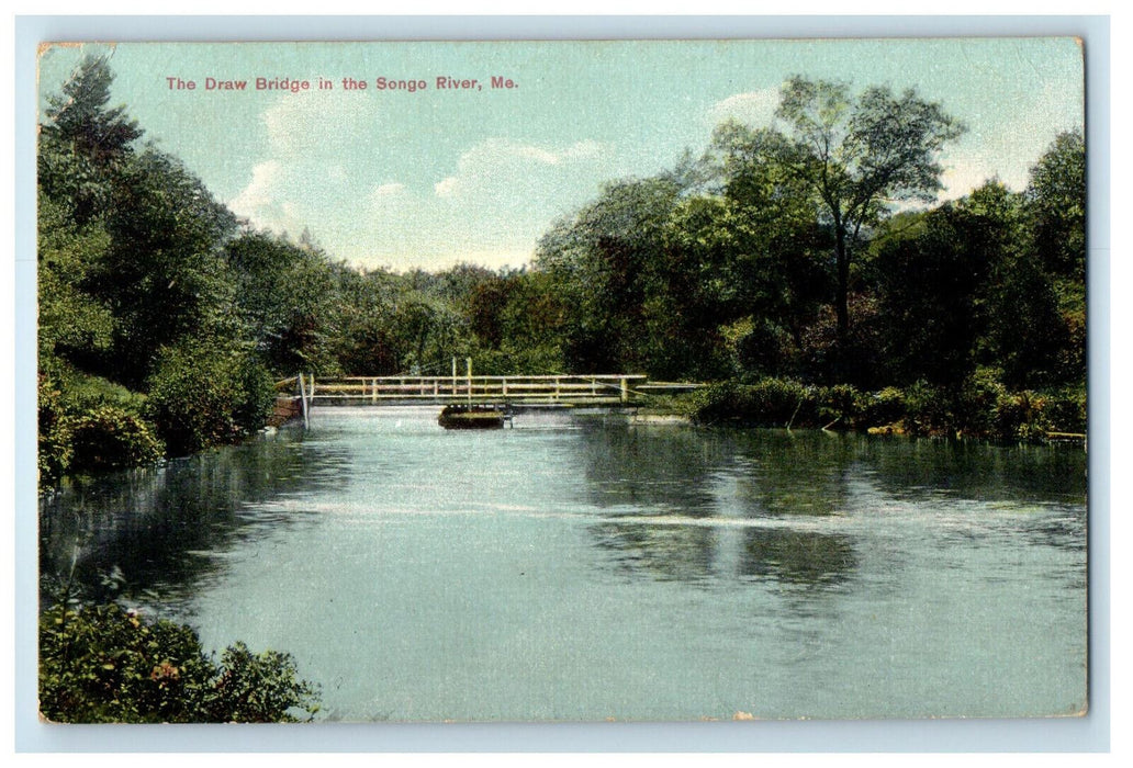 1909 The Draw Bridge In The Songo River Maine ME Vintage Posted Postcard