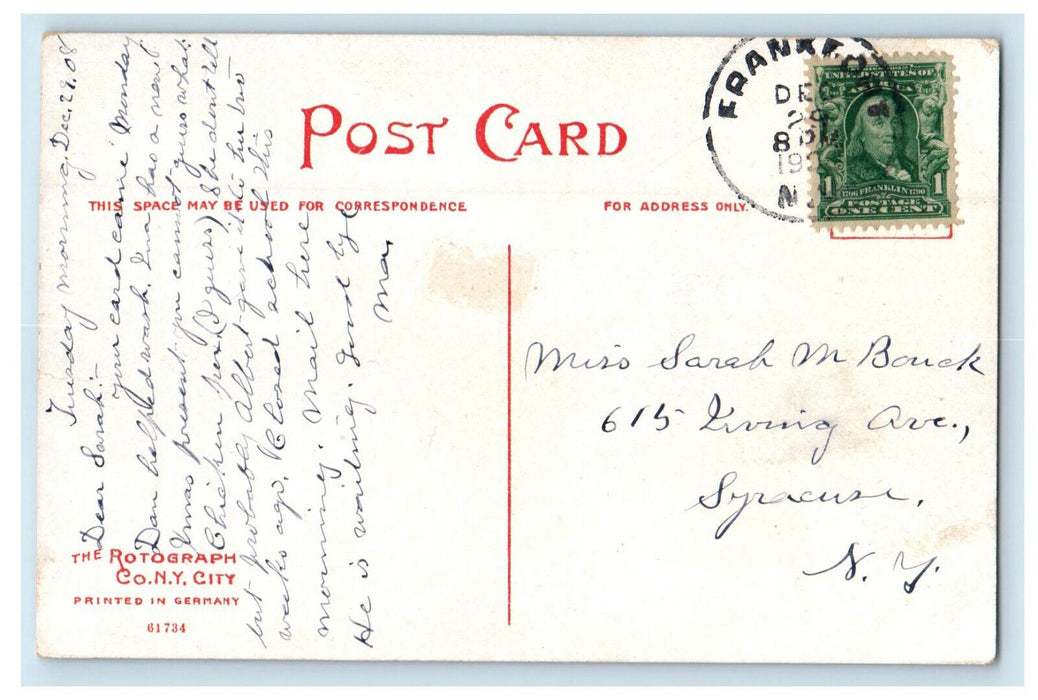 1908 Train Scene NY Central Railroad Station Utica NY Frankfort NY Postcard