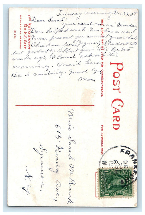 1908 Train Scene NY Central Railroad Station Utica NY Frankfort NY Postcard