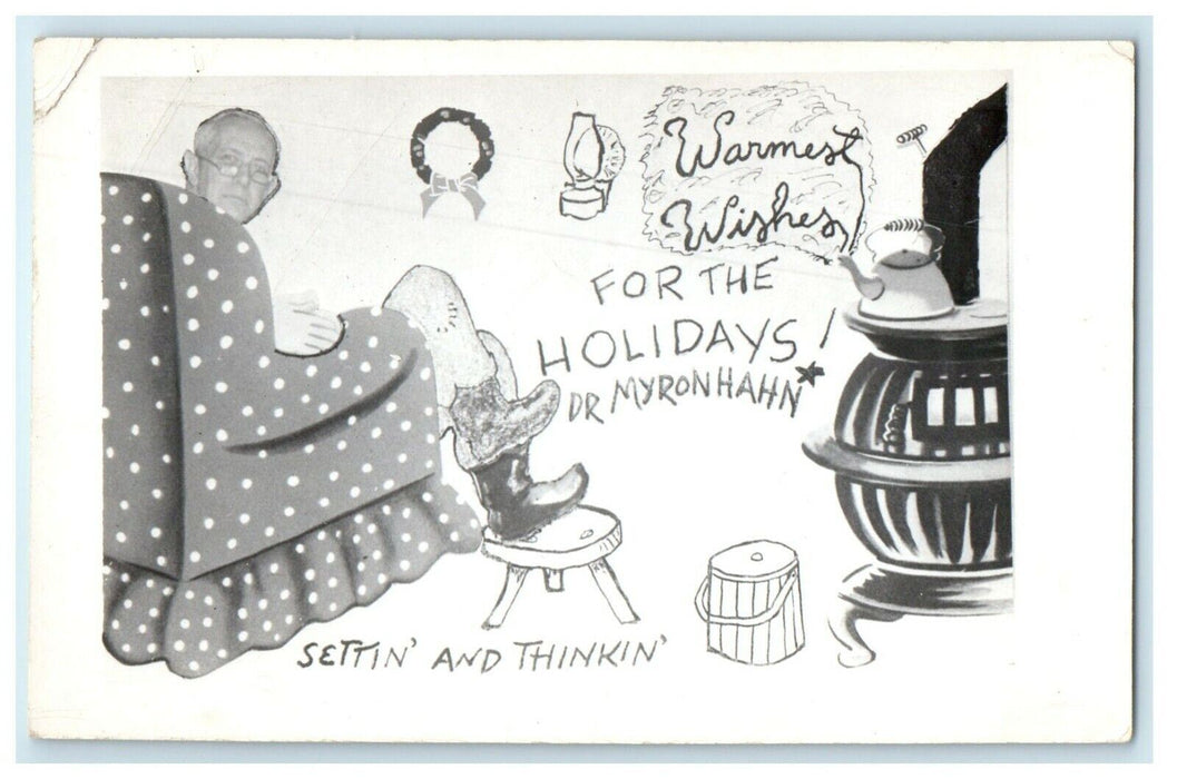 1953 Christmas Cartoon Doctor Boston Massachusetts MA RPPC Photo Postcard