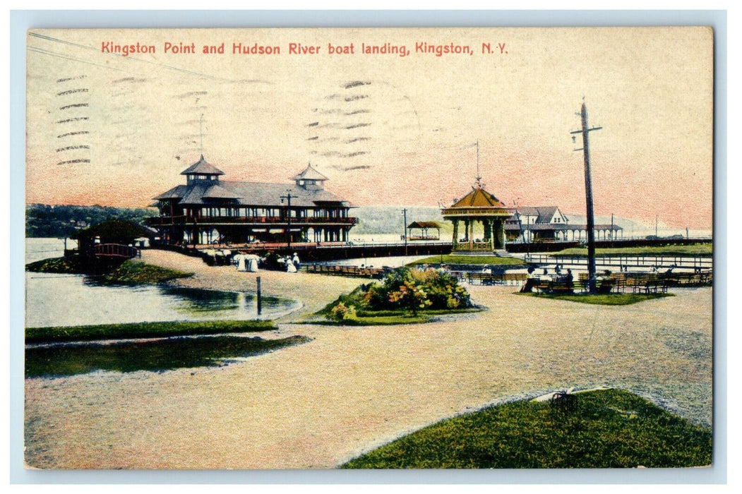 1908 Kingston Point and Hudson River Boat Landing Kingston New York NY Postcard