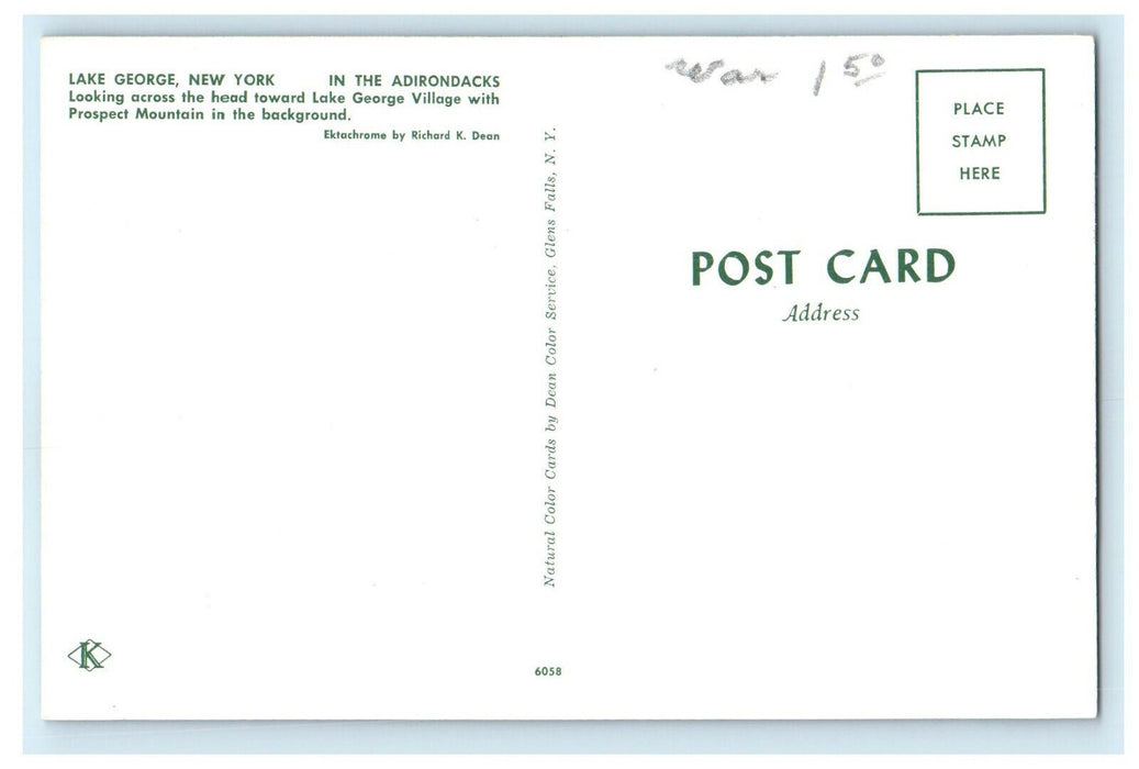 c1950s Boat Sailing in Lake George New York NY in the Adirondacks Postcard