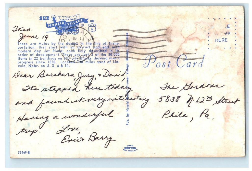 1963 Steam Electric and Aircooled Cars Ogalla Nebraska Posted Postcard