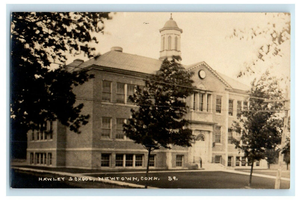 c1910's Hawley School Newtown Connecticut CT RPPC Photo Antique Postcard