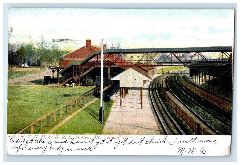 1907 NYNH & H Railroad Station Mt. Vernon New York NY Posted Postcard