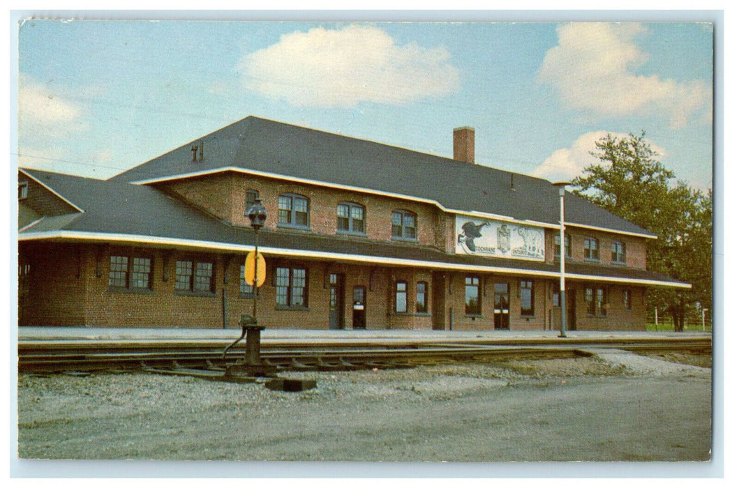 1970 Cochrane Union Station of O.N. and C.N. Railways Ontario Canada Postcard