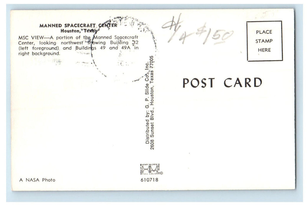 1969 Manned Spacecraft Center Houston Texas TX Posted Vintage Postcard