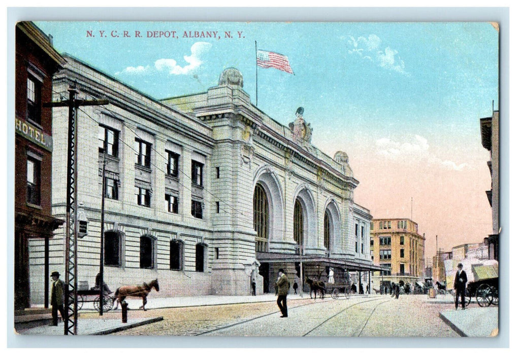 1910 New York City Railroad Depot Albany New York NY Antique Postcard