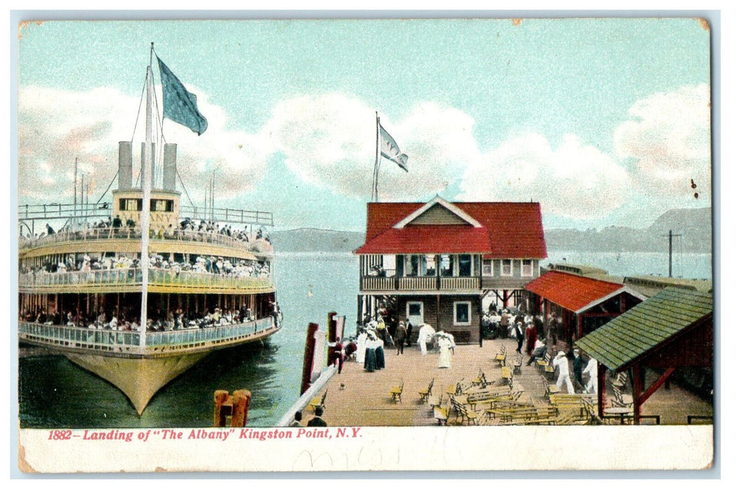 c1910 Steamship Scene, Landing of The Albany Kingston Point, NY Postcard