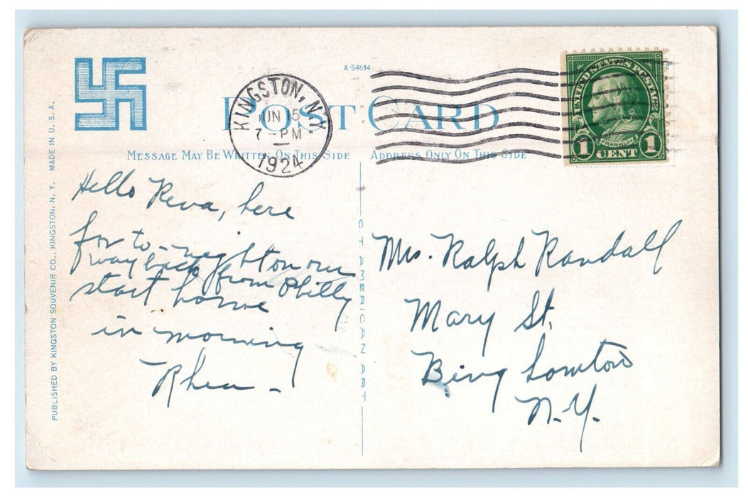 1924 Arrival of the Boat, Kingston Point Park, Kingston New York NY Postcard