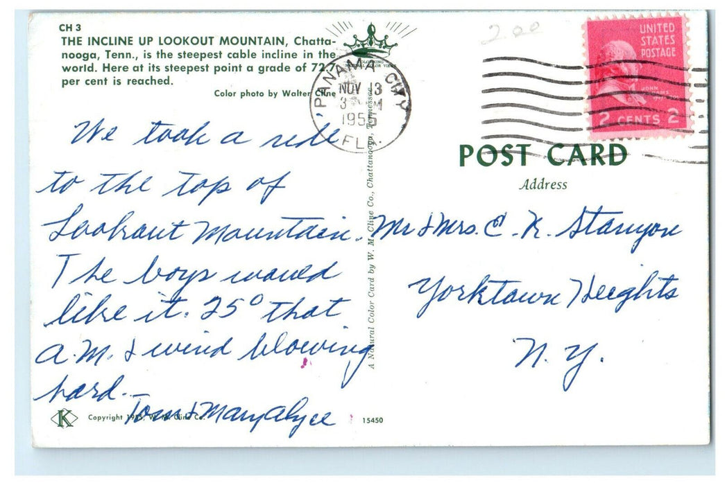 1955 The Incline UP Lookout Mountain Chattanooga Tennessee TN Postcard