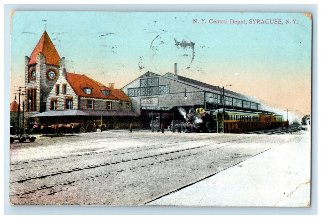 1909 New York Central Depot, Syracuse New York NY Posted Antique Postcard