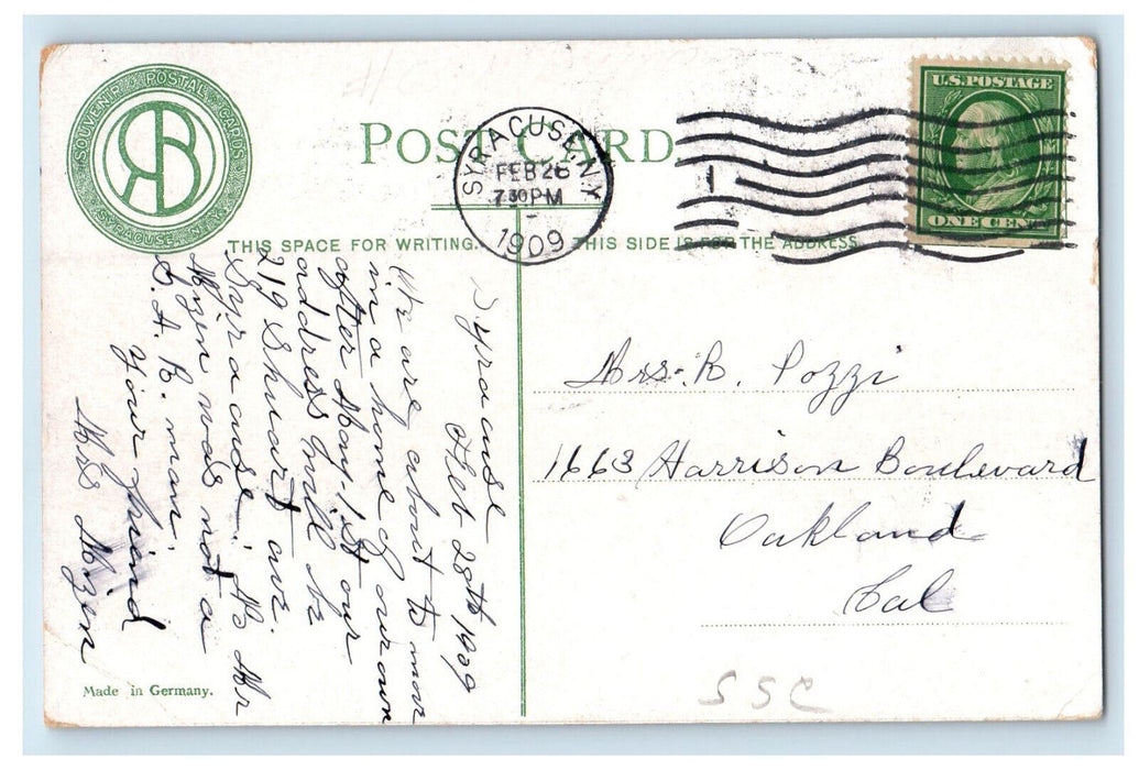 1909 New York Central Depot, Syracuse New York NY Posted Antique Postcard