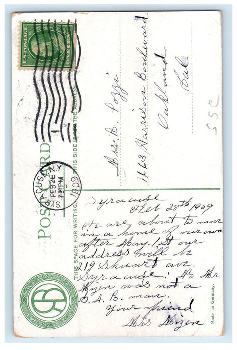 1909 New York Central Depot, Syracuse New York NY Posted Antique Postcard