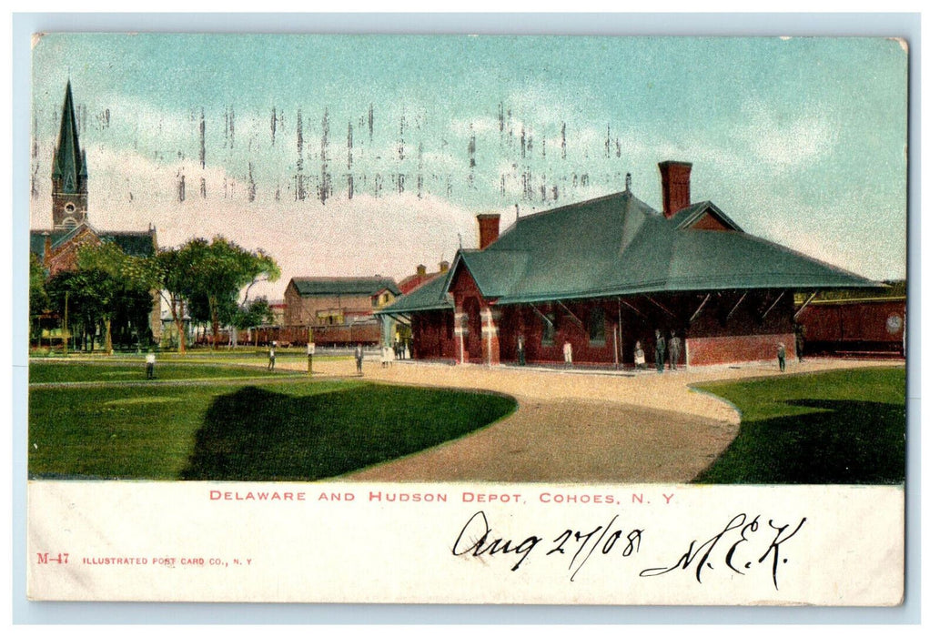 1908 Delaware and Hudson Depot Cohoes New York NY Posted Postcard