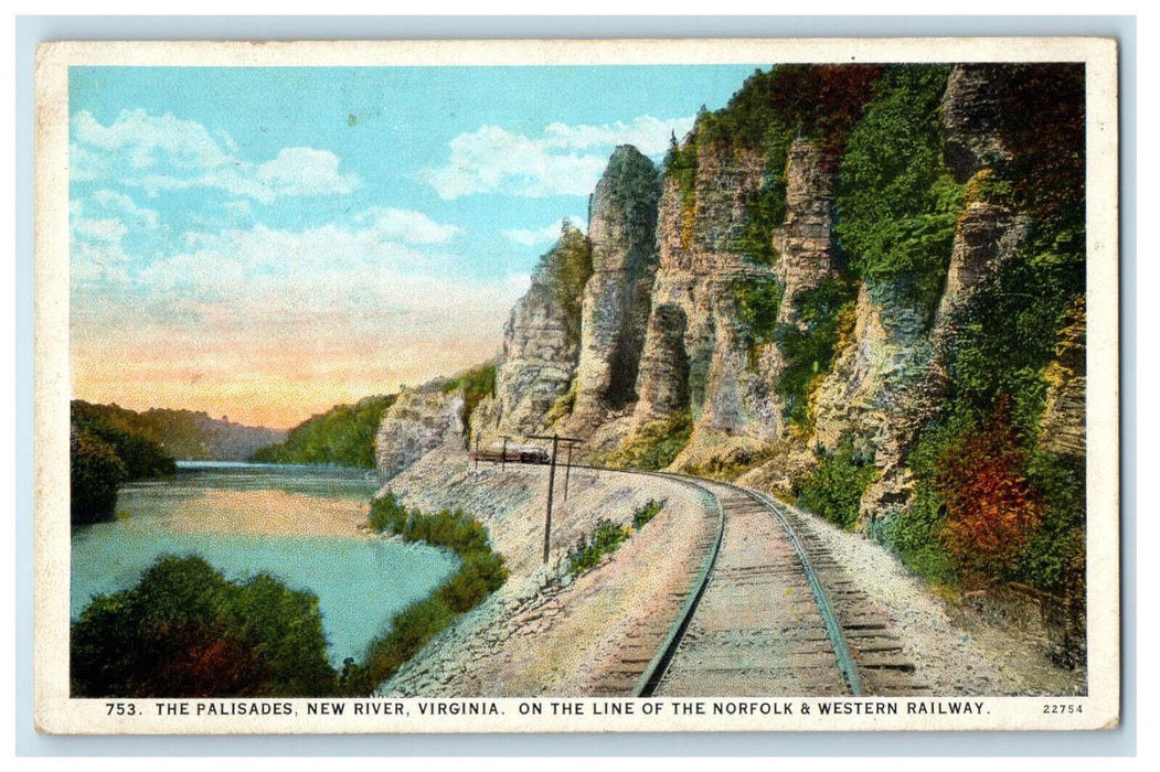 c1920s On The Line of Norfolk & Western Railway Palisades New River VA Postcard