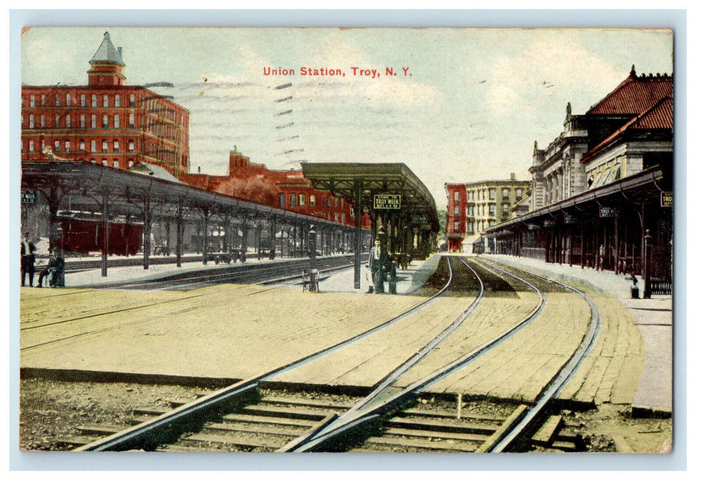 1910 Union Railroad Station Troy, New York NY Posted Antique Postcard