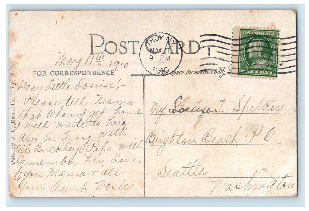 1910 Union Railroad Station Troy, New York NY Posted Antique Postcard