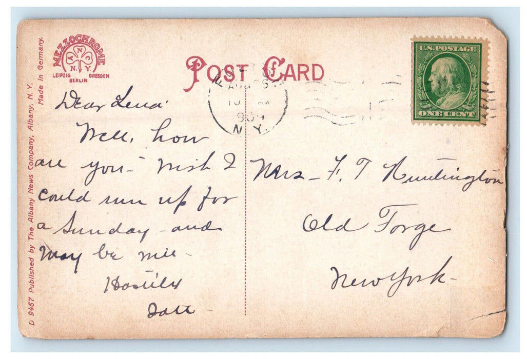 1909 C & W Railroad Depot Second & Cayuga Streets Fulton New York NY Postcard
