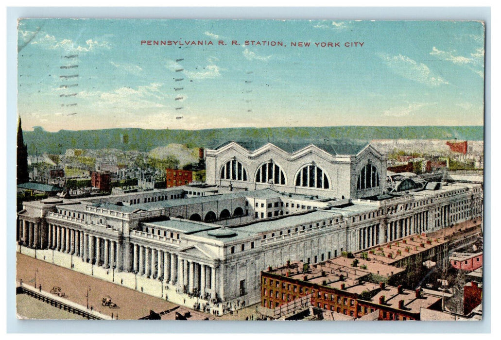 1913 Pennsylvania Railroad Station New York City NY Posted Antique Postcard