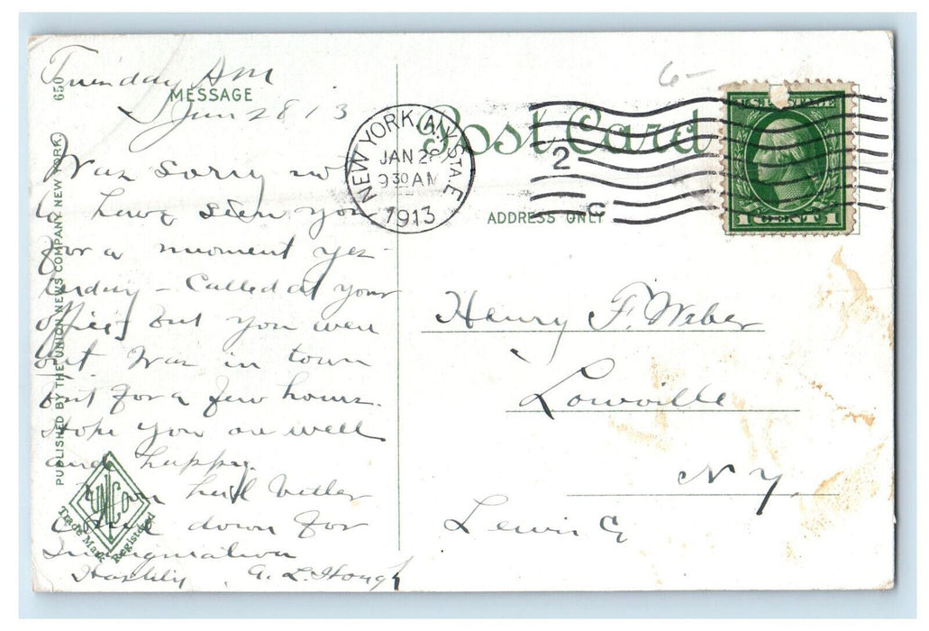 1913 Pennsylvania Railroad Station New York City NY Posted Antique Postcard