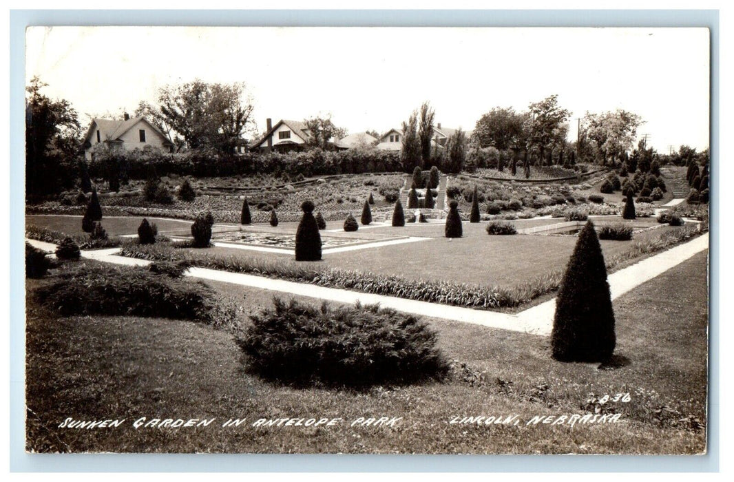 c1910's Sunken Garden Antelope Park Lincoln Nebraska NE RPPC Photo Postcard