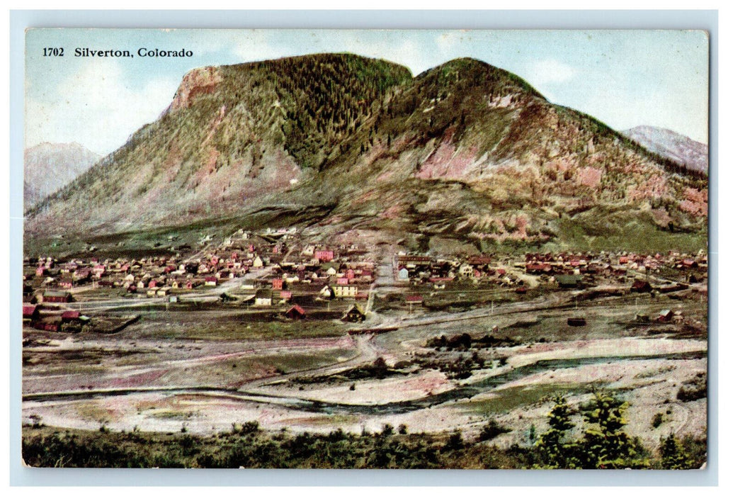 c1910 Aerial View of Mountain and Houses Silverton Colorado CO Antique Postcard