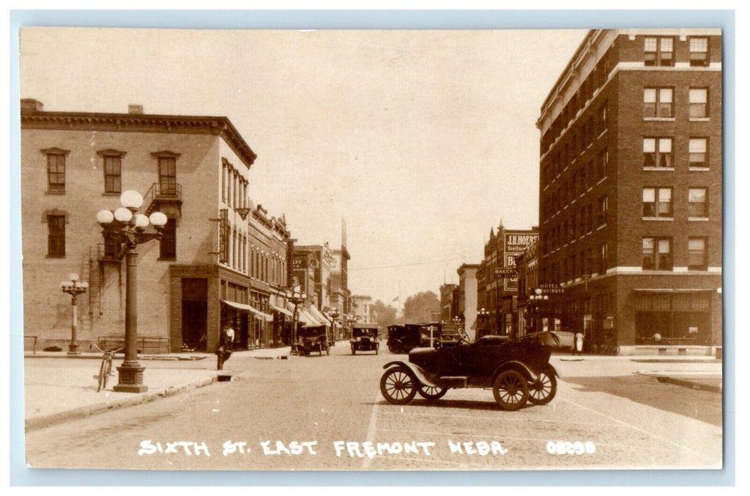 Sixth Street East Automobile Car Fremont Nebraska NE RPPC Photo Vintage Postcard