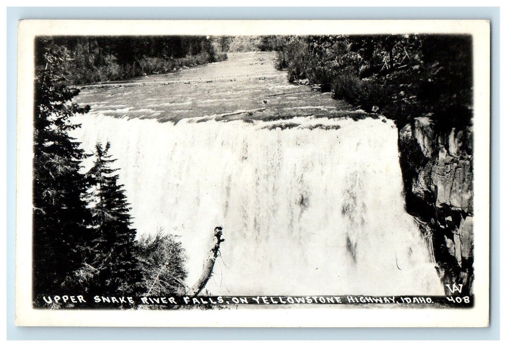 c1940's Upper Snake River Falls Yellowstone Highway Idaho ID RPPC Photo Postcard