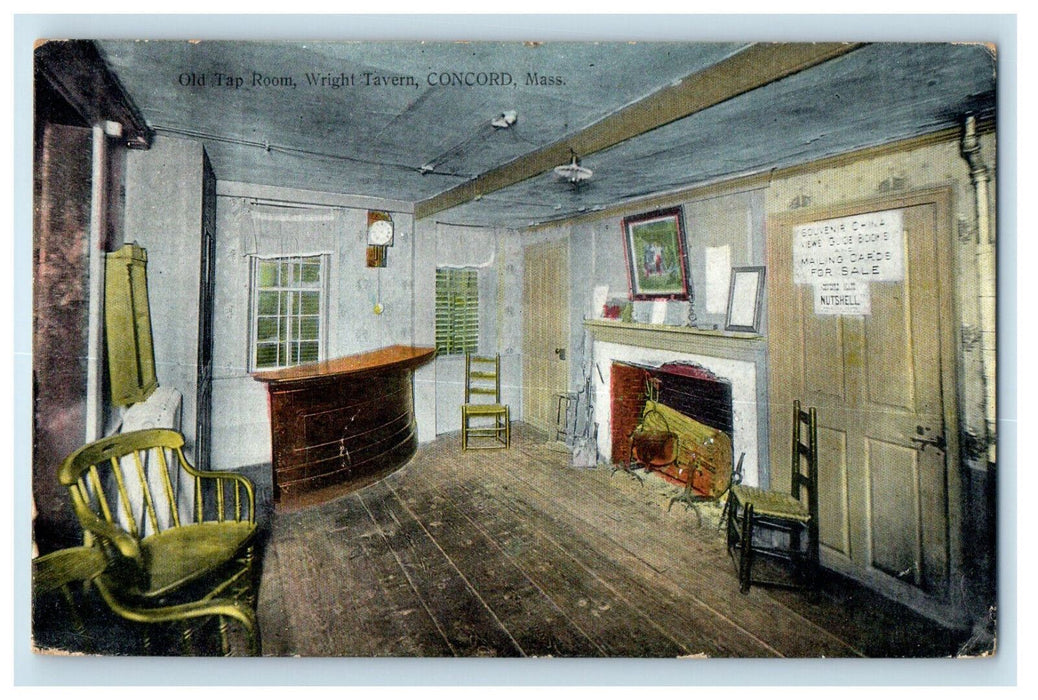 c1910 Old Tap Room, Wright Tavern Concord Massachusetts MA Posted Postcard