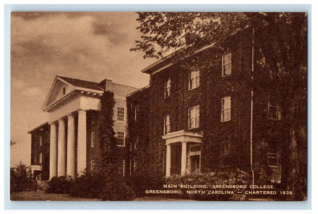 c1940s Chartered 1838 Main Building Greensboro College Greensboro NC Postcard