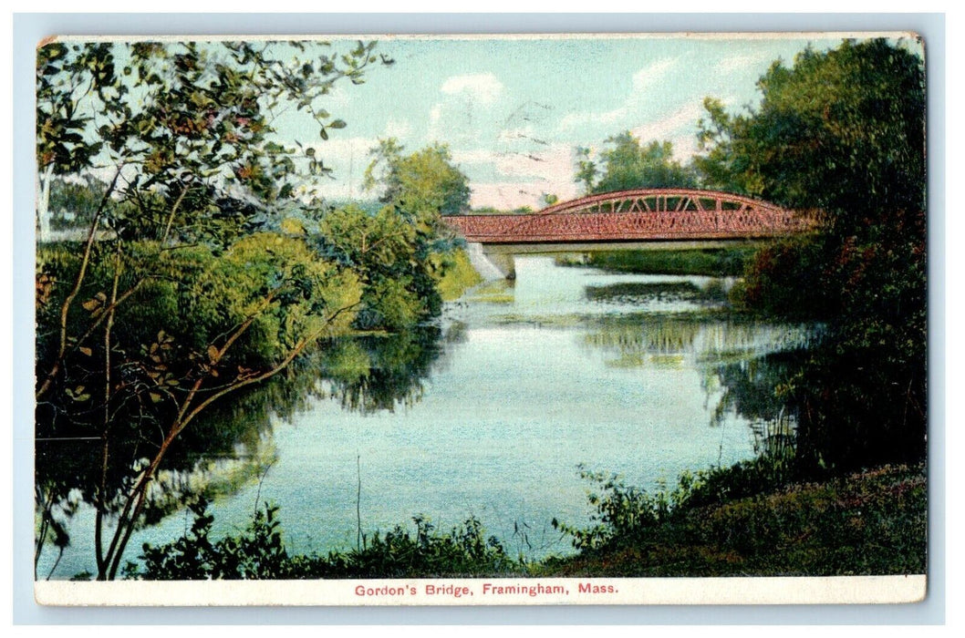 1908 Gordon's Bridge River Framingham Massachusetts MA Posted Antique Postcard
