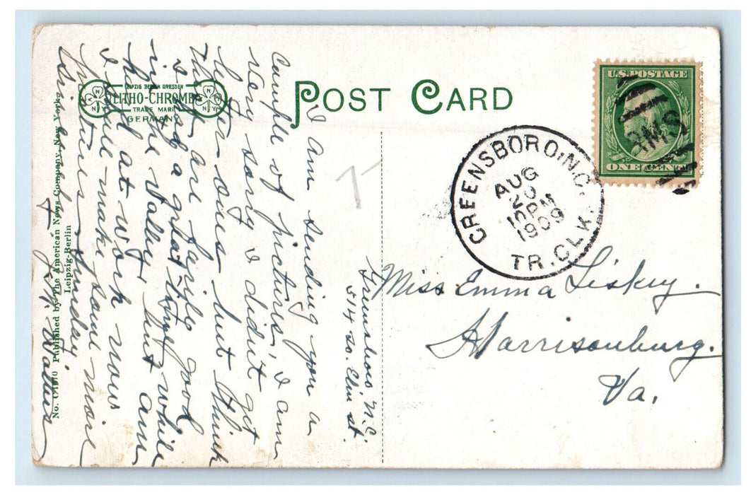 1909 Smith Memorial Building & First Presbyterian Church Greensboro NC Postcard