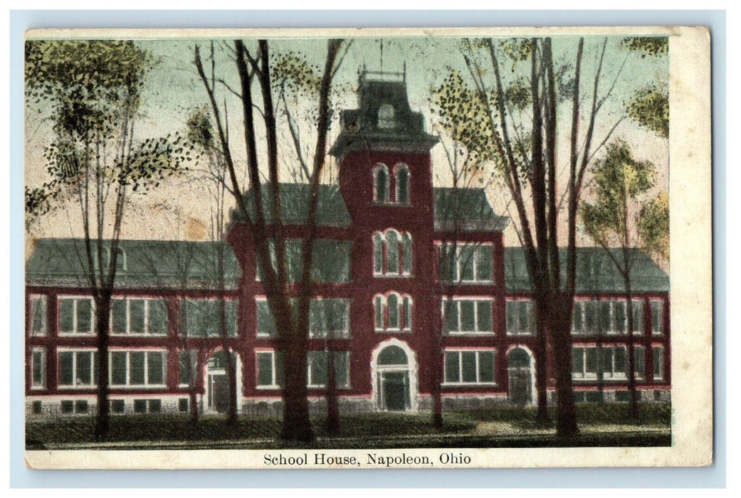 c1910's View Of School House Building Napoleon Ohio OH Unposted Antique Postcard