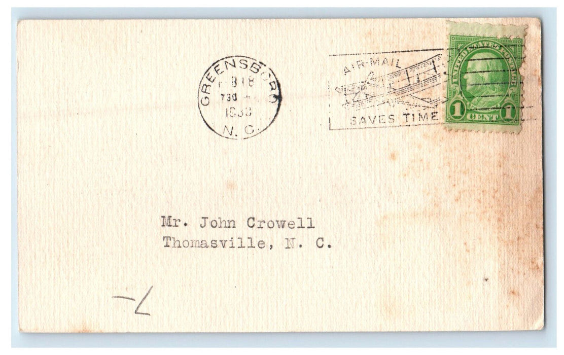 1933 Jefferson Standard Country Club, Greensboro NC Advertising Postcard