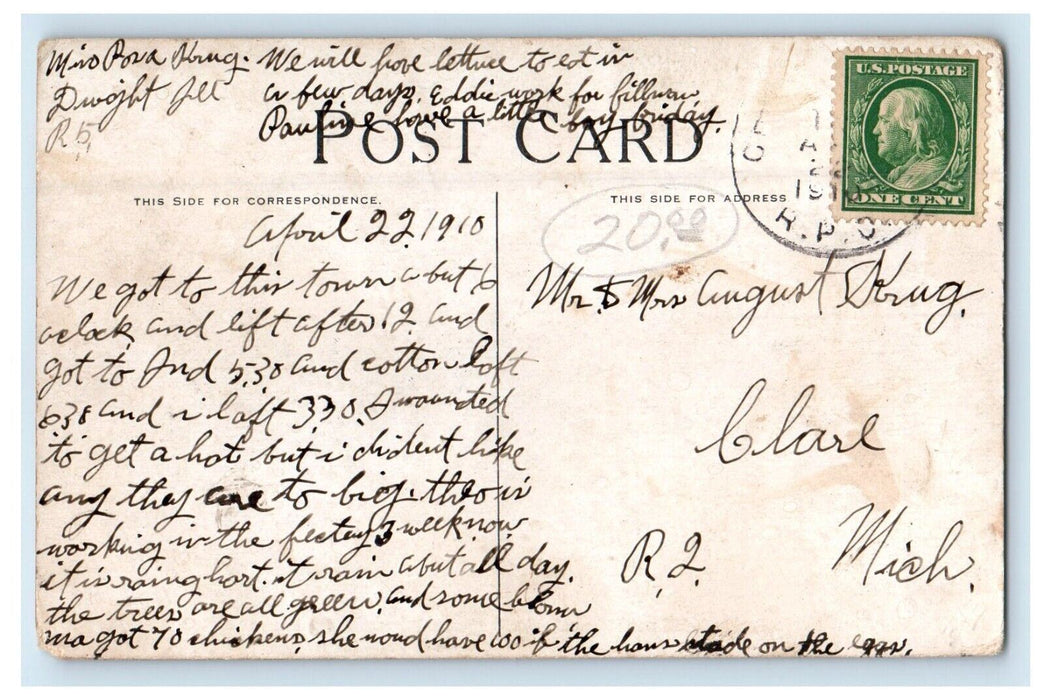 1910 Junction Of Grand Trunk Railway Trains At Durand Michigan MI Postcard